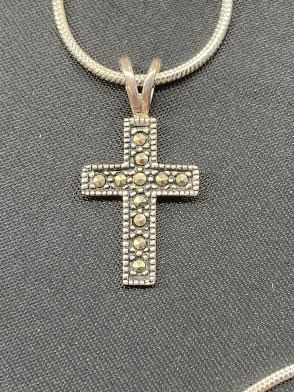 Sterling Silver Marcasite Cross Pendant - no chain included